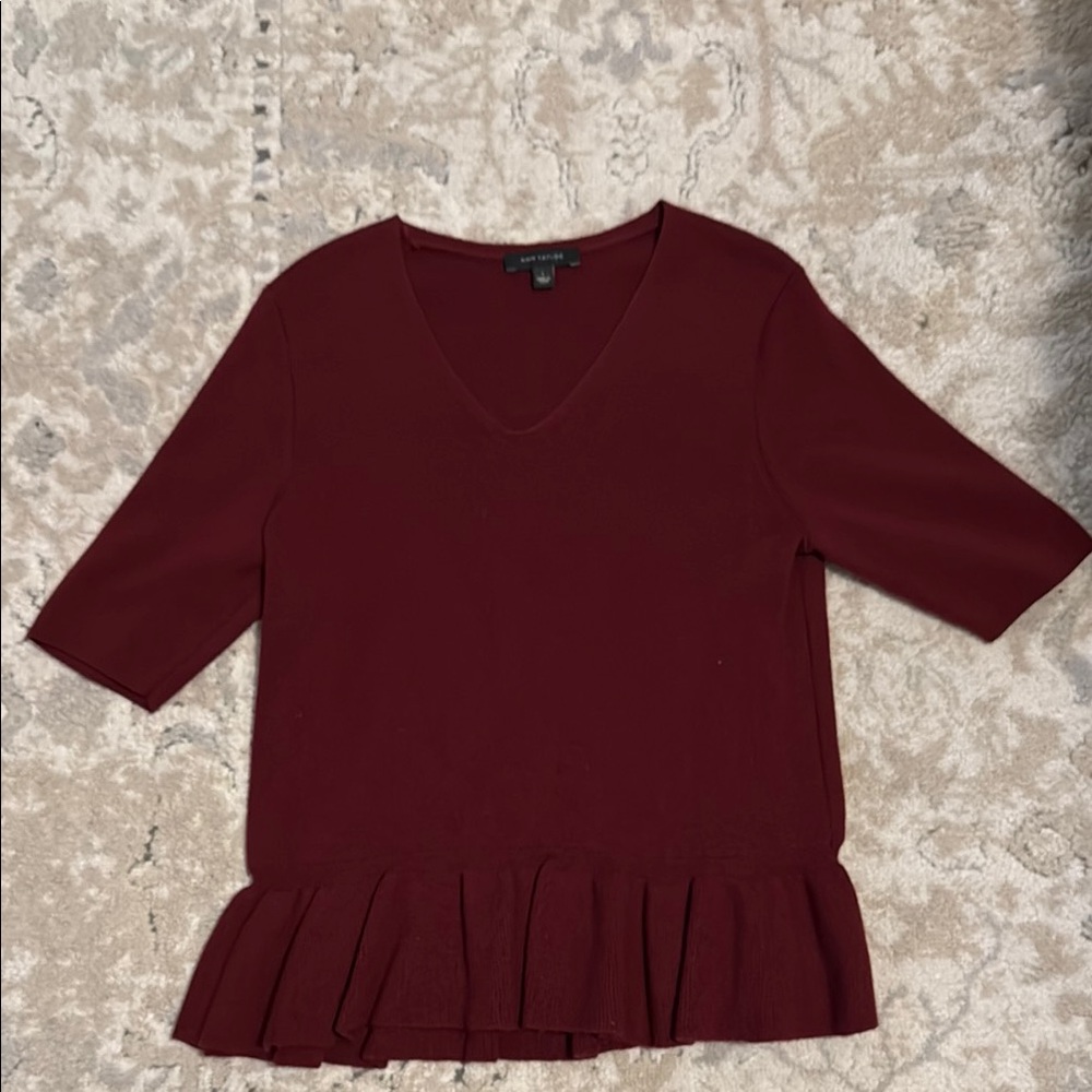 Ann Taylor Burgundy V-Neck Sweater